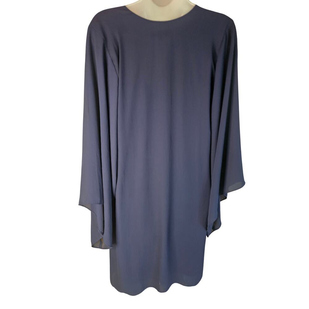 Elaine Turner Navy Caftan Dress V Neck Layered Flowy Lined Sz S - Picture 9 of 12